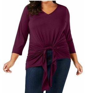 NY Collection 1X Merlot Tunic Top 5AJ70